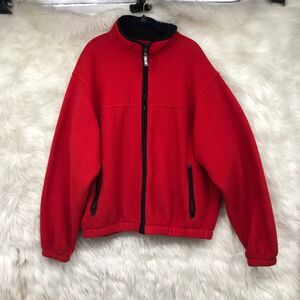 Eddie Bauer EBTEK Red Fleece Full Zip Jacket, Zip Pockets, Men’s SZ L Tall